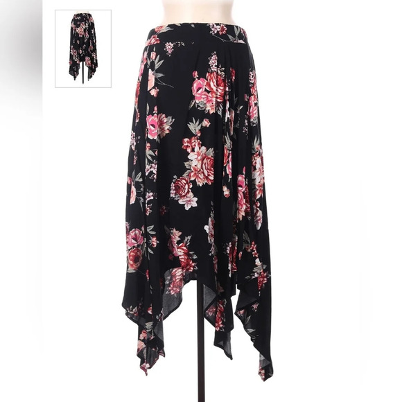 Torrid Women’s Floral Asymmetrical Midi Length Challis Handkerchief Skirt 2X - Picture 5 of 6